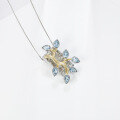 wholesale S925 Silver Designer Natural Topaz Pendant Leaf Branch High-End Style Gemstone Necklace-0-2