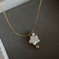 wholesale S925 Sterling Silver Pearl Star Necklace for Women, Shell Pearl, Popular Collarbone Chain, Niche Luxury, High-End Pendant Necklace-0-3