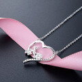 wholesale S925 silver and diamond Korean-style fashion sweet heart-shaped pendant necklace, creative and unique women's collarbone chain-0-2