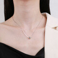 wholesale S925 Sterling Silver Cloud Tide Pavilion Korean Style Minimalist Snake Chain with Small Bead Delicate Collarbone Necklace-0-2