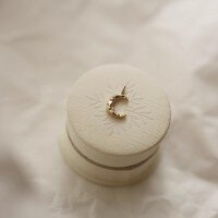 wholesale 9K Gold Pure Small Moon Pendant Necklace Bracelet Charm with Ripple Effect Minimalist Gift-9K per piece