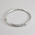 wholesale Aged 999 Silver Bow English Letter Blessing Bracelet for Women, Pure Silver, Vintage, Cute and Sweet Student Style Bangle-0-3