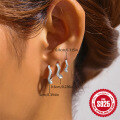 wholesale S925 Sterling Silver Wave-shaped Diamond Inlaid High-end Earring Ear Clasp Set, Popular on Ins-0-2