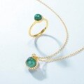wholesale S925 Silver Gold-Plated New Japanese Light Luxury Malachite Crescent Pendant Choker Necklace for Women, Drop Shipping-0-4