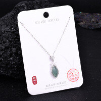 Metal Alloy Crystal Butterfly Necklace and Earring Set-S925 Sterling Silver + Jadeite NA-0148B 925 Silver