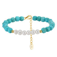wholesale 14K Gold, S925 Sterling Silver, Turquoise, Natural Freshwater Pearl Adjustable Bracelet New Style-Freshwater pearls 4-4.5mm 14K gold &gt; 925 silver