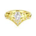 wholesale 18k Gold Plated Sterling Silver Crown Ring for Women, Luxurious and Sophisticated Vintage Style Rings-0-0