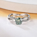 wholesale S925 Silver Green Moissanite 1 Carat Designed Internet-Famous Ring with GRA Certificate, Light Luxury Fashion Gemstone Ring-0-3