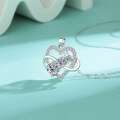 wholesale S925 Sterling Silver Moissanite Three Lives Three Worlds Heart Pendant Necklace for Women, Luxurious Fashion Collarbone Chain, Gift for Girlfriend-0-1