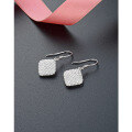 wholesale S925 Sterling Silver Korean New Minimalist Style Geometric Diamond-shaped Earrings with Crystal Accents for Women-0-1