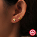 wholesale 925 Sterling Silver New Asymmetrical Octagram Moon Flower Diamond Inlaid Earrings, Summer Hot Sellers-0-1