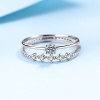 wholesale PT950 gold-plated S925 silver diamond ring set with moissanite, women's Korean-style live streaming wholesale and dropshipping-10-point Moissanite No. 18