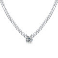 wholesale 18k White Gold Plated Silver 3mm Wide Cuban Chain 1ct Moissanite Necklace-0-0