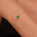 wholesale S925 Sterling Silver Lucky Four-Leaf Clover Children's Bracelet, Fresh and Sweet Minimalist Design, Forest-Style Jewelry Wholesale-0-0