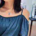 wholesale S925 Sterling Silver Blue Pendant Light Luxury Niche Collarbone Chain New Design Aquamarine Necklace-0-2