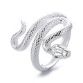 wholesale S925 sterling silver retro vintage coiled snake ring, niche design, national trend, versatile adjustable open ring for index finger-0-4
