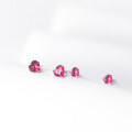 wholesale S925 silver minimalist Korean-style small heart-shaped red diamond earrings for women, M00578-0-0