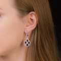 wholesale S925 Silver Natural Garnet Stud Earrings, Fashionable and Elegant High-End Gemstone Earrings-0-3