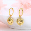 wholesale Sterling Silver Evil Eye Hoop Earrings with Circular Pendant, Trendy and Unique Eye Design, Niche Stylish Ear Accessories-0-2