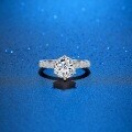 S925 Sterling Silver 3-Carat Moissanite Luxury Six-Prong Crown Bridal Ring Cross-border Supply Empty Setting Manufacturer-0-0