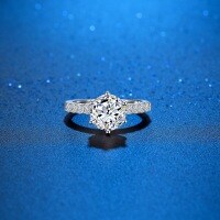 S925 Sterling Silver 3-Carat Moissanite Luxury Six-Prong Crown Bridal Ring Cross-border Supply Empty Setting Manufacturer-High-Carbon Diamond - 3 Carats  Hong Kong Number 14