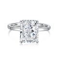 wholesale S925 Sterling Silver Cross-Border Classic 4-Prong Women's Small Luxury Radiant 8A Snowflake Zircon Ring Wholesale for Women-0-4
