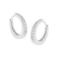 wholesale S925 Sterling Silver 770 Korean Version Minimalist Ins Style Single-sided Micro Pavé Circle Ear Clip-Platinum 925 silver