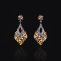 wholesale S925 Sterling Silver Black Gunmetal European and American Style Vintage Gemstone Earrings with Garnet and Luxurious Crystal Accents-0-0