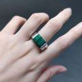 wholesale Design a high-end, sophisticated men's ring featuring natural black onyx with S925 silver setting and square-cut malachite gemstone-0-3