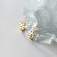 wholesale S925 Sterling Silver Sweet Ear Clips for Women, Korean Style Fresh and Delicate Cross Earrings with Inlaid Diamonds for Summer M00305-S925 silver pair silver model 925 silver
