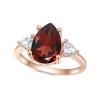 wholesale Rose gold S925 silver inlaid with natural garnet ring, luxurious and high-end 8*12mm natural gemstone ring-S925 silver + natural garnet US size 7