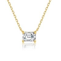 wholesale 14k Gold, Platinum Fashion Necklace with 05ct Lab-Grown Emerald Cut Diamond, Yellow Gold, Real Diamond Collarbone Chain-14k gold cultured diamond necklace