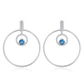 wholesale 925 Sterling Silver Set with Natural Amethyst and Blue Gemstone Exaggerated Large Round Earrings-0-4