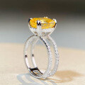 wholesale S925 Sterling Silver 5ct Moissanite Ring, Ins-style High-end Double Row Design Ring-0-3