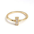 wholesale S925 Silver Plated with 14K Gold, Baguette Cut Cubic Zirconia Brilliant Women's Ring-0-1