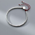 wholesale S925 Sterling Silver Peace and Joy Red String Beaded Bracelet, Chinese Style Design Elegant Women's Jewelry S6912-0-0