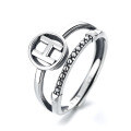 wholesale S925 Sterling Silver H Letter Mixed Pig Nose Element Open Ring in Japanese and Korean Ins Style with Minimalist Design-0-5