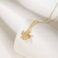 wholesale S925 silver minimalist and fresh rotating windmill pendant necklace with zirconia, Korean style, for women-0-2