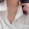 wholesale S925 Sterling Silver Geometric Snake Bone Adjustable Long Pendant Necklace for Women, Korean Minimalist Style, Niche High-End Sense Choker-0-4
