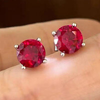 wholesale Metal: 1-carat round diamond and red corundum, 65mm daily fashion cross-border-E226 Blue Diamond 925 Silver