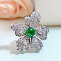 wholesale Silver 8*8 Emerald Stunning Eye-Catching Luxury Women's Ring for the Affluent, ZHUO Zhifan New S25 Collection-R345 Green No. 5