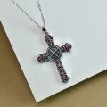 wholesale 925 Sterling Silver Retro Style Cross Pendant, Hip-Hop Inspired Distressed Vintage Fashion Necklace-0-5