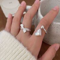 wholesale S925 Sterling Silver Bow Ring for Women, Minimalist, Bohemian-Style, Versatile Heart Ring, Korean New Edition-Sterling Silver-Bowknot