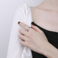 wholesale S925 Sterling Silver Retro Korean-style Cross Creative Minimalist English Sentence Couple Adjustable Ring-0-2