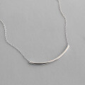 wholesale S925 Sterling Silver XT005 Korean Version Smile Necklace Square Tube Minimalist Geometric Design Bar Necklace Silver Jewelry-0-1
