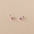 wholesale S925 SilverSmall Heart-shaped Rose Pink Diamond Earrings with Tiny Beaded Accents for Women M00914-0-2