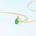 wholesale S925 Sterling Silver Simple Geometric Waterdrop Pendant Lab-Grown Emerald Pendant Collarbone Chain Fashion Trend Wholesale from Manufacturer-0-2