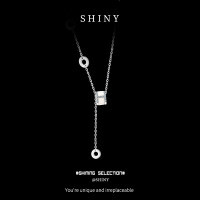 Sterling Silver Slim Waist Necklace for Women, Minimalist Design Layering Chain-S925 Sterling Silver + Zircon  925 Silver