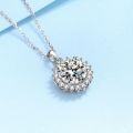 wholesale S925 Silver One-Piece Payment Sunflower Pendant Necklace for Women with Inlaid Moissanite Collar Chain Simulating Diamond-0-2