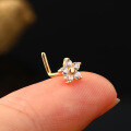 wholesale 925 Sterling Silver Single White Zircon Nose Ring With  L-shaped For Women-0-3